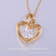 diseñador de iluminación colgante en forma de corazón colgantes de cristal collares joyería collier femme caliente de la manera chapado en oro collar de cadena Pe